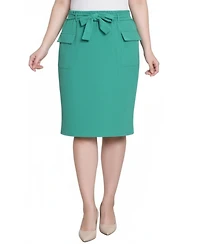 Ny Collection Petite Slim Belted Scuba Crepe Skirt