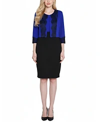 Ny Collection Petite Lace-Detail 2 Piece Textured Knit Dress Set