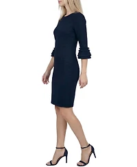 Ny Collection Petite 3/4 Sleeve Textured Knit Dress