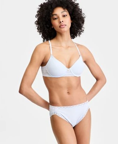 Natori Womens Bliss Perfection Contour Underwire Bra Bliss Lace Trim Cotton French Cut Brief Underwear