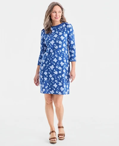 Style & Co Women's Printed Boat-Neck Knit Dress, Macy's Exclusive