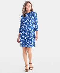 Style & Co Women's Printed Boat-Neck Knit Dress, Macy's Exclusive