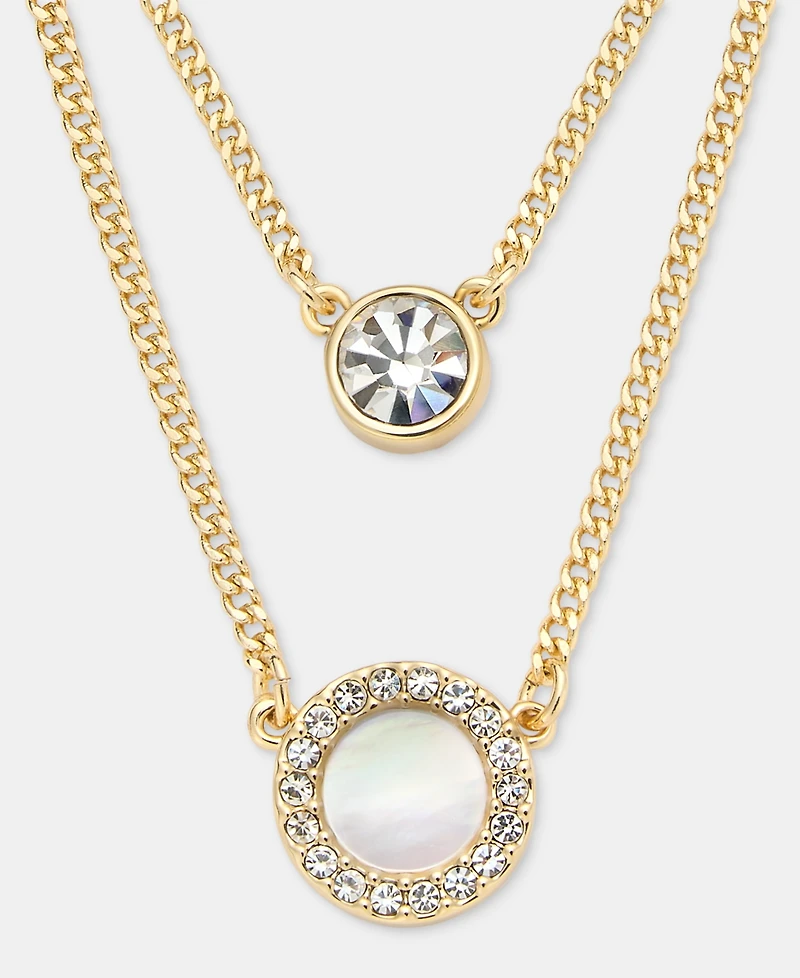 Dkny Mother of Pearl Inlay Double Row Necklace