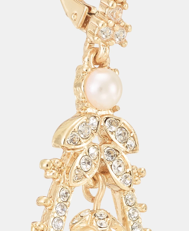Marchesa Pave & Imitation Pearl Orbital Drop Earrings