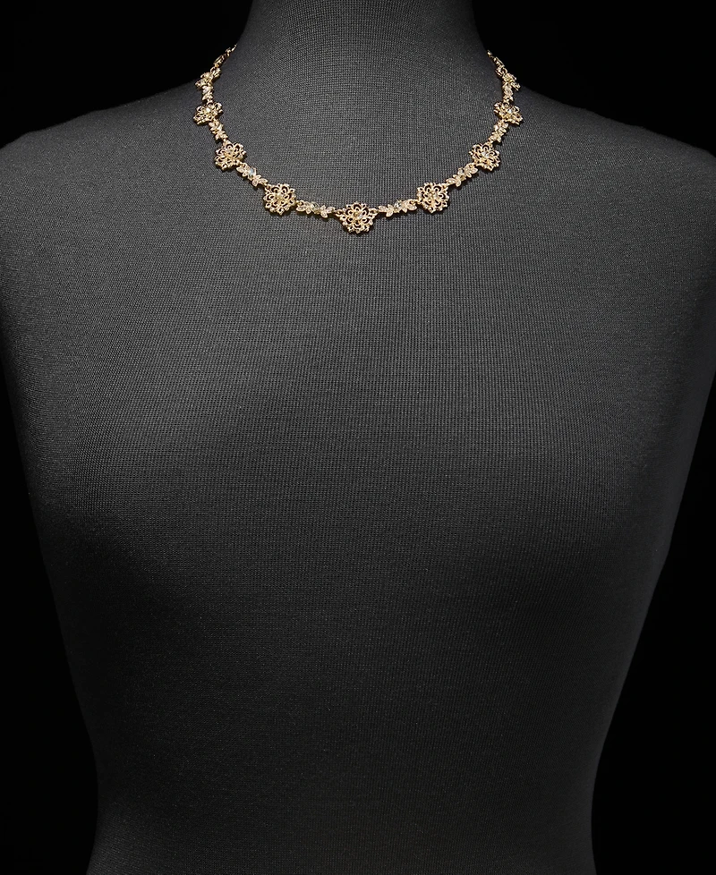 Marchesa Crystal Flower Station Necklace, 16" + 3" extender