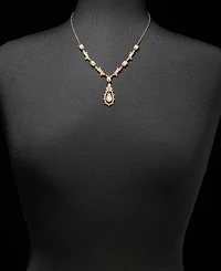 Marchesa Crystal & Imitation Pearl Lariat Necklace, 16" + 3" extender