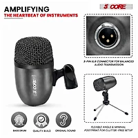 5 Core 5Core Tom Snare Mic Cardioid Dynamic Microphone for Drum Kit Percussion Instrument