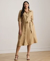 Lauren Ralph Lauren Womens Belted Collared Shirt Dress