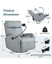 Clihome 360° Swivel Recliner Chair with Footrest - Overstuffed Rocker Glider,Living Room