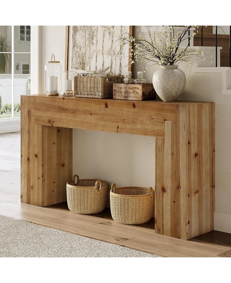 Tribesigns Solid Wood Console Table for Living Room, 62.99-Inch Farmhouse Entryway Table Indoor for Foyer, Hallway