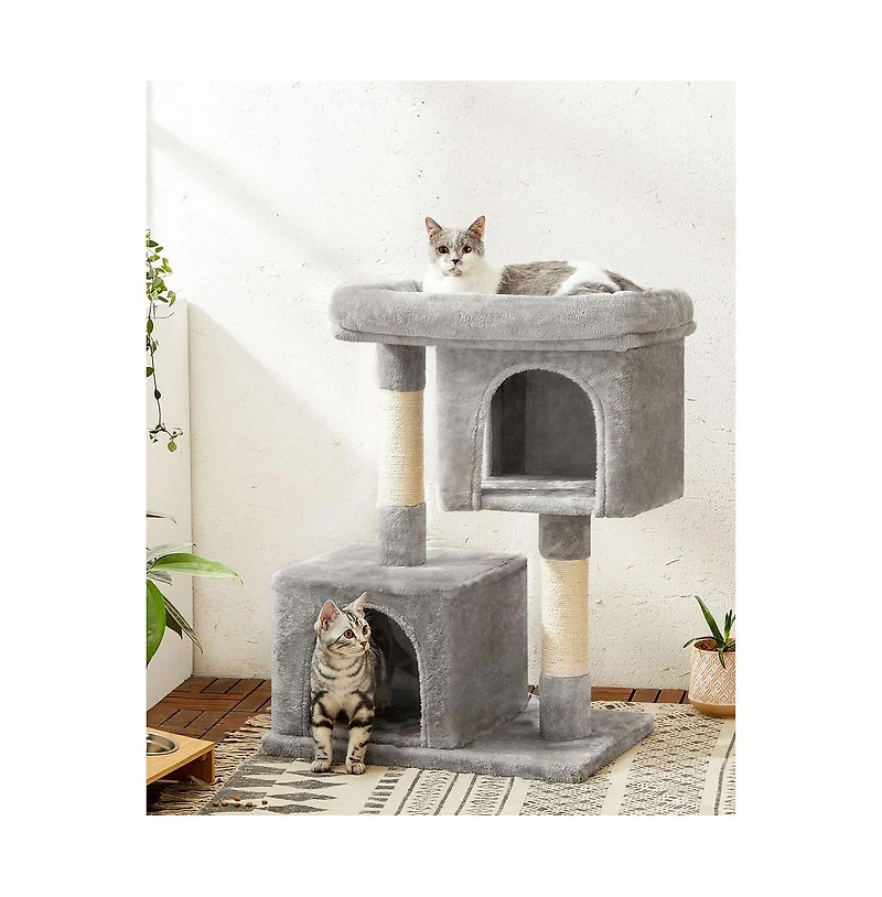 Cozito 39.8-Inch Cat Tower for Extra Large Cats up to 44 lb: Large Perch, 2 Cat Caves, Scratching Posts