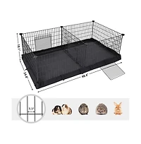 Cozito Small Animal Playpen with Oxford Floor Mat, 48.4" x 24.8", 1" Wire Spacing, Modular Panels, 2 Doors