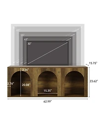 Tribesigns 63" Industrial Retro Tv Stand for 32-75 Inches TVs, 3-Tier Open Entertainment Center Console Table, Widened Low Cabinet Media Storage