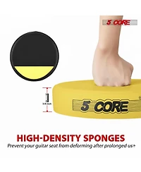 5 Core Guitar Stool 3.15" Padded Chair Foldable Heavy Duty Music Seat Built in Foot Rest Guitar Stand