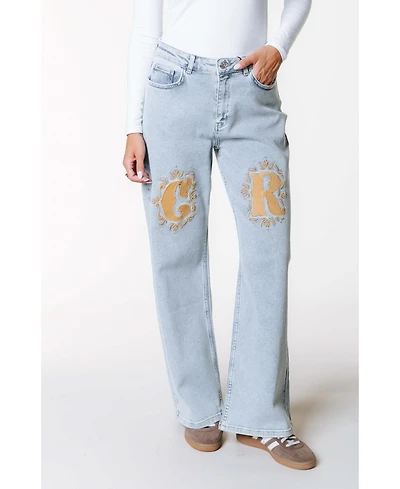 Colourful Rebel Women's Gaias Cr Logo High Rise Straight Leg Denim Pants