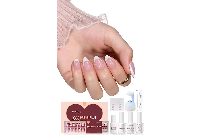 Beetles X Press Short Almond French Tip Press-On Nails Kit (224 pcs)