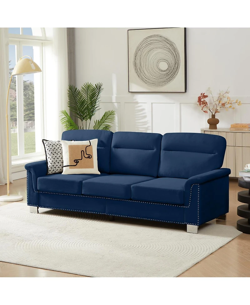 Streamdale Furniture 82" Modern Snowfleece 3-Seater Sofa, Blue