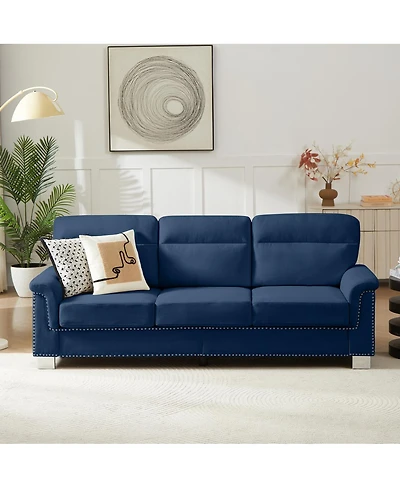 Streamdale Furniture 82" Modern Snowfleece 3-Seater Sofa, Blue