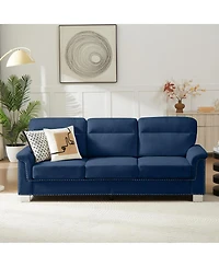 Streamdale Furniture 82" Modern Snowfleece 3-Seater Sofa, Blue