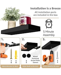 Sorbus 2 Pack 16 Inch Rectangle Wall Mounted Floating Shelves - for Home Decor to Display Trophies, Books, Frames, and more