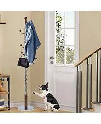 Yigii Freestanding coat rack with stable round base, adjustable height tree stand, (solid metal hooks)
