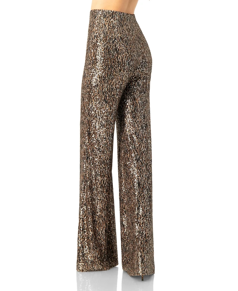 Ivonne Women's Sequin Flared Trousers