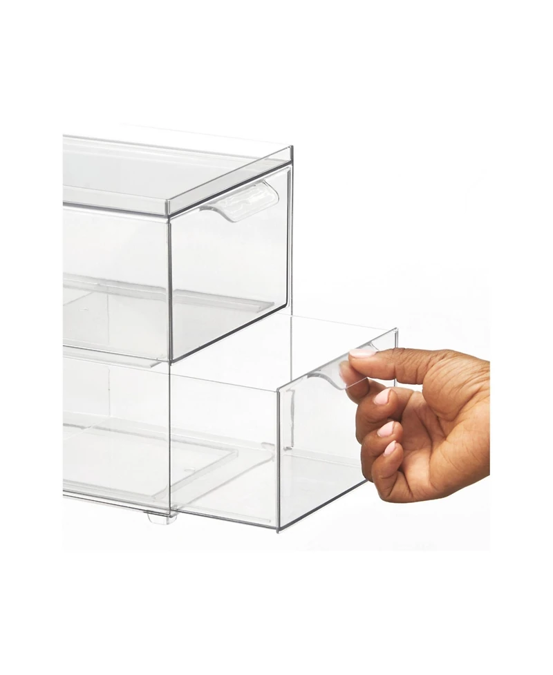 mDesign 2-Drawer Stackable Organizer for Kitchen or Pantry - Set of 2