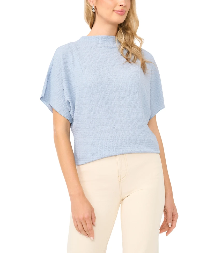 Vince Camuto Women's Textured High Neck Wide Sleeve Top
