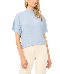 Vince Camuto Women's Textured High Neck Wide Sleeve Top