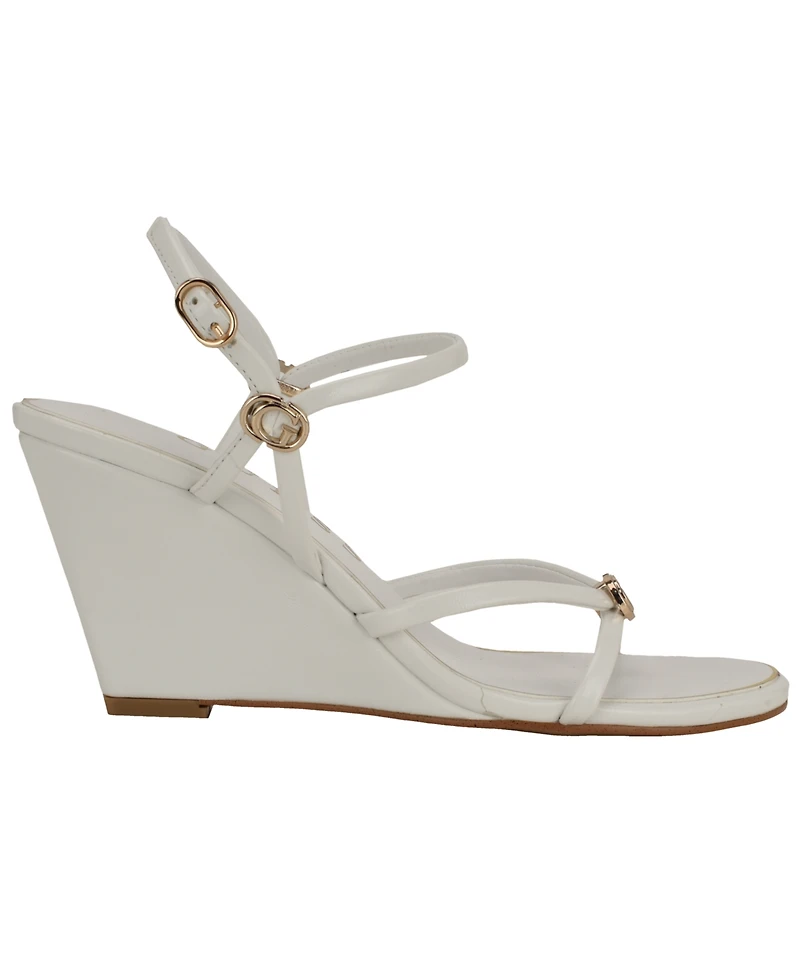 Guess Women's Devve Strappy "G" Dressy Wedge Heel Sandals