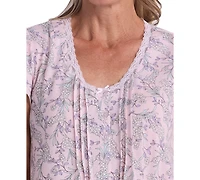 Miss Elaine Women's Short-Sleeve Printed Sleepwear Nightgown