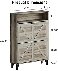 gaomon Freestanding Shoe Cabinet, 2 Flip Drawers Front Door Rack with Adjustable Shelf & Metal Legs, for Entrance, Entryway