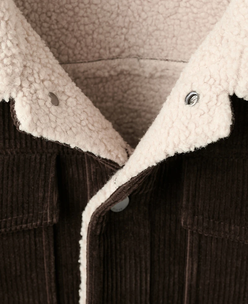 Mango Men's Shearling-Effect Lining Corduroy Jacket