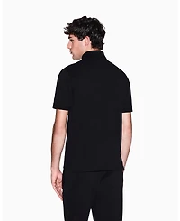 A|X Armani Exchange Men's Black and Gold Pique Polo Shirt