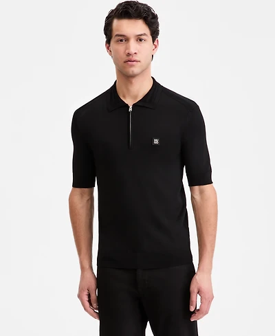 Hugo Boss Men's Jacquard-Accent Half-Zip Polo Shirt
