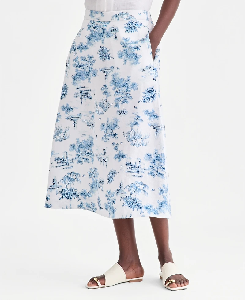 Charter Club Women's 100% Linen Midi Skirt, Macy's Exclusive