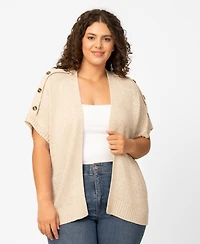 Melissa Paige Plus Size Button Shoulder Flyaway Open Front Cardigan, Macy's Exclusive
