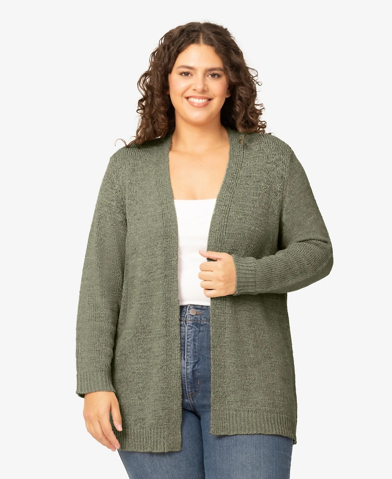 Melissa Paige Plus Size Jersey Stitch Long Open Front Cardigan, Macy's Exclusive