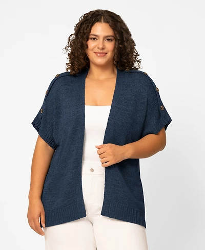 Melissa Paige Plus Size Button Shoulder Flyaway Open Front Cardigan, Macy's Exclusive