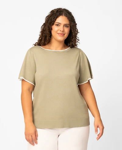 Melissa Paige Plus Size Elbow Flare-Sleeve Boat Neck Top, Macy's Exclusive
