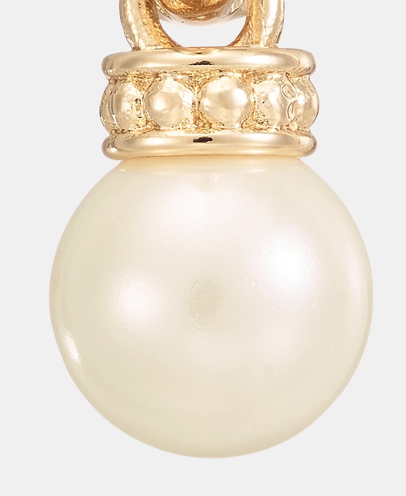 Lauren Ralph Lauren Gold-Tone Glass Pearl Drop Huggie Comfort Clip Earrings