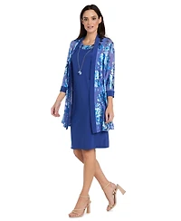 Rm Richards Women's Foil Printed Swing Jacket & Tank Dress, 2-Piece Set