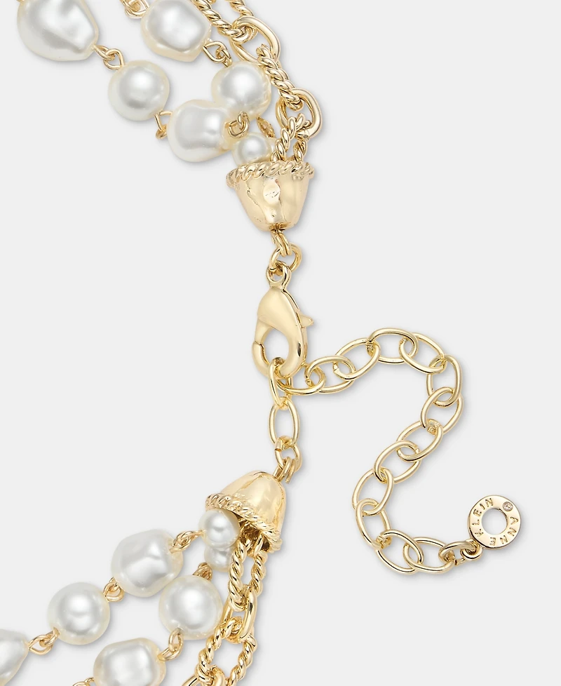 Anne Klein Imitation Pearl Flower Layered Statement Necklace, 16" + 3" extender