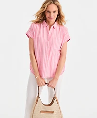 Style & Co Women's Cotton Gauze Short-Sleeve Button Up Shirt, Macy's Exclusive