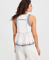 And Now This Petite Embroidered-Trim Tank Top, Macy's Exclusive