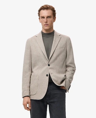 Mango Men's Slim Fit Flecked Wool Blazer