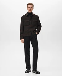 Mango Men's Check Wool-Blend Overshirt