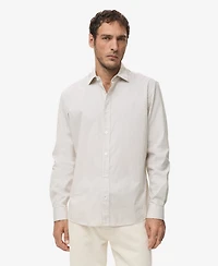 Mango Men's Regular Fit Striped Cotton Shirt