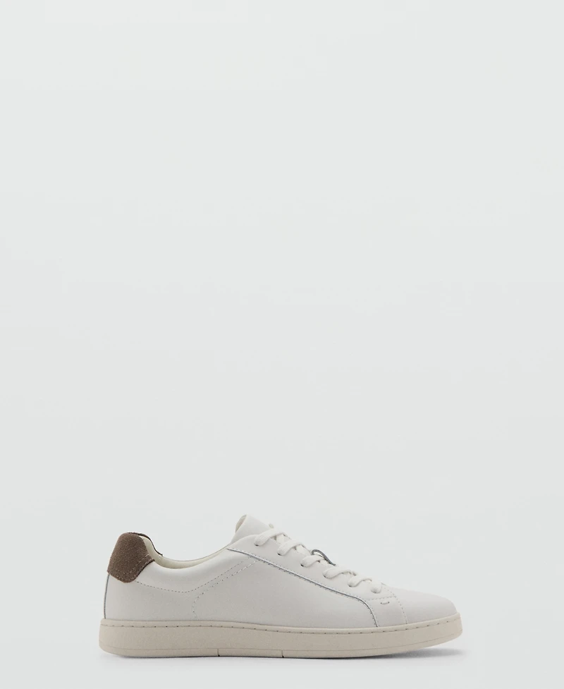 Mango Men's Contrasting Panel Leather Sneakers