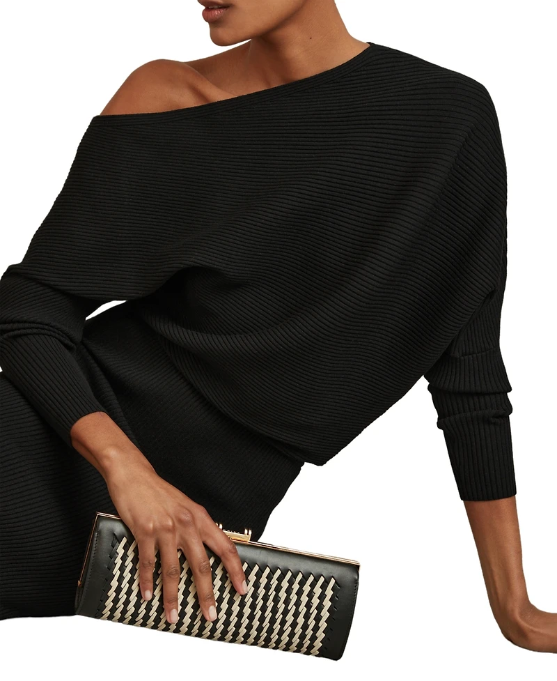 Reiss Women's Off-The-Shoulder Ribbed Midi Dress